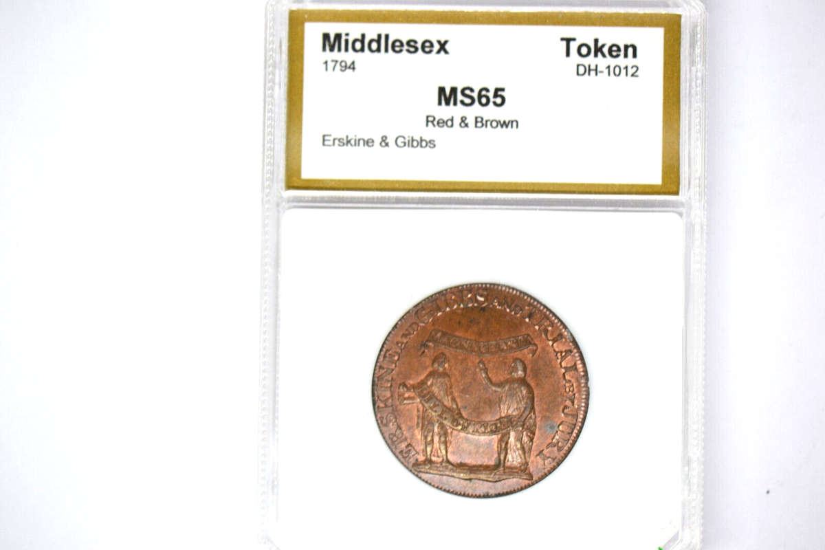 International Coin Folder 中国古銭 Middlesex. Political & Social Series copper 1/2 Penny Token 1794