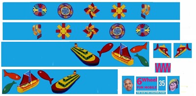 MODELLBUS WASSERRUTSCHTRANSFERS 1:76 Save the Children Playbus LYR538 SET