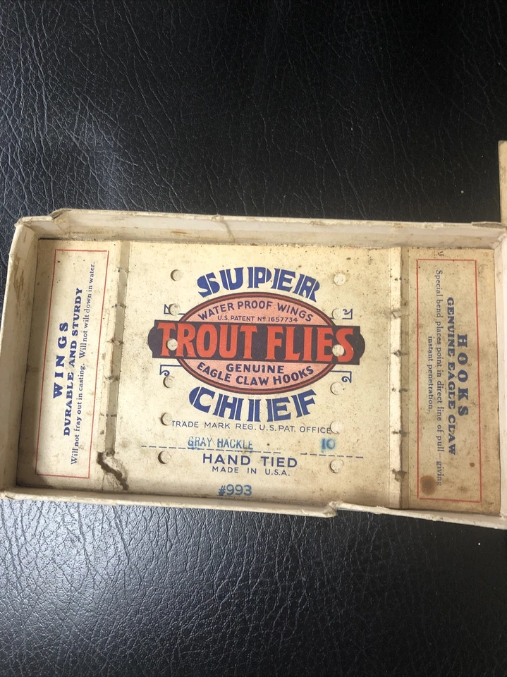 Caja moscas trucha vintage y gancho snellado Weber paquetes vacíos Foto 2 de 4
