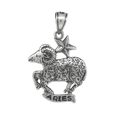 Aries Charm Pendant Zodiac Sign Sterling Silver .925 Oxidized Made In ...