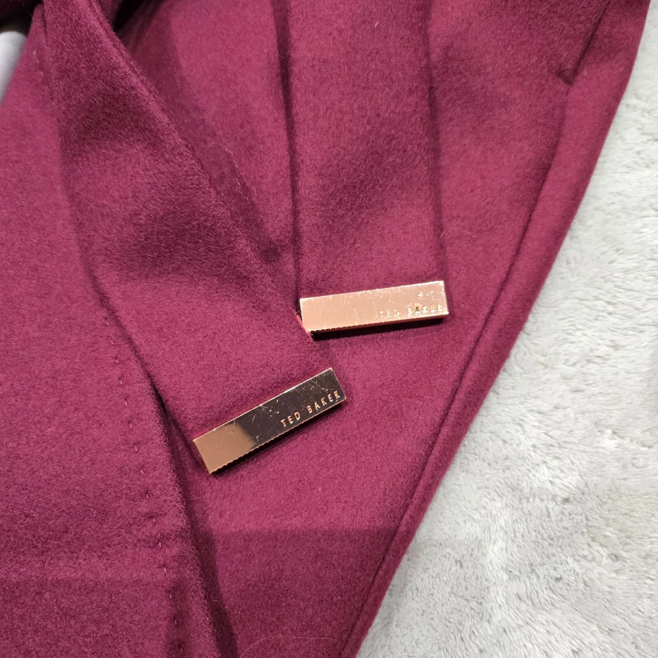 Ted Baker London Aurore Burgundy Cashmere Wool Wrap Belted Coat Size TB 1 UK 8 - Imagem 2 de 4