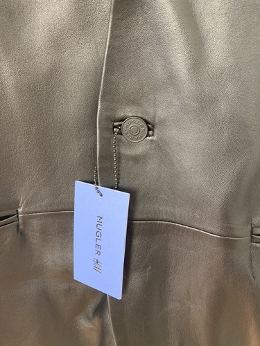 MUGLER X H&M SEXY BLACK WAISTED LEATHER JACKET UK-US 40 EU 50 MEDIUM BNWT RARE - Picture 4 of 9