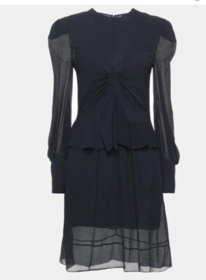 ワンピース CHLOE INK NAVY SILK DRESS $1,200 Chloe Silk Mini Dress, X Small, Navy | eBay