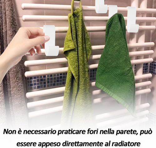 4 Pezzi Ganci per Termoarredo Bagno, Gancio Accappatoio Doccia Appendi Asciugama - Foto 6 di 12