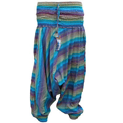 Womens Harem striped Trousers Alibaba Hippie baggie Boho Yoga wide leg stretched