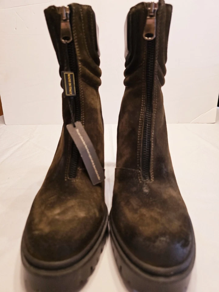 Botines Emanuele Castro Oliva Gamuza Envejecida Y Cuero Talla 7.5/38 Nuevos Sin Caja Foto 4 de 4