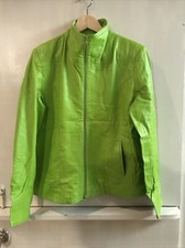 La Genesi Neon Green Leather Full Zip Women’s Jacket Made In Italy Size 44