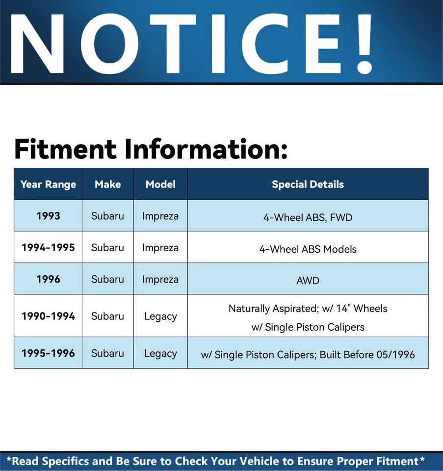 260mm Front Drilled Brake Rotors Ceramic Pad for 1990-1996 Subaru Legacy Impreza - Image 2 of 4