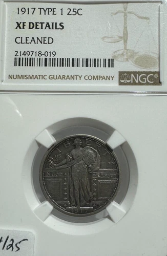 1917 STANDING LIBERTY QUARTER TYPE 1 NGC XF EXTRA FINE