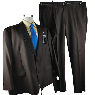 Sean John 56L 2 Button Brown Russet 2pc Suit 52x38.5 Pleated, Not Hemmed, NWT
