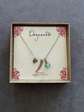 Dogeared Lucky Elephant Chain Necklace Gold Dipped w/ Green Gem Bead Horn in Box