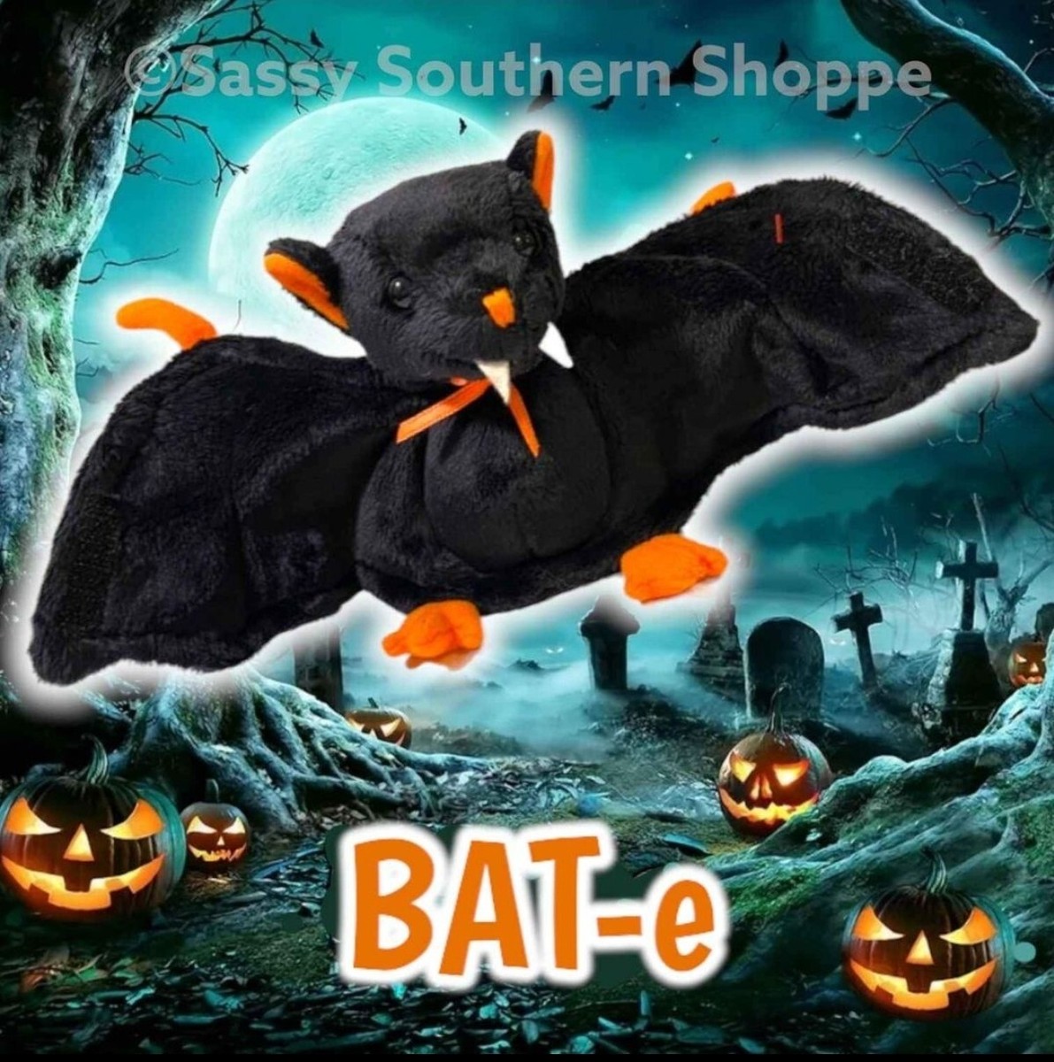 🦇 BAT-e 🦇 2003 Ty Beanie Babies Black & Orange Halloween BAT