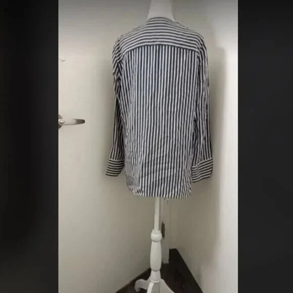 Jenni Kayne 真丝条纹长袖束腰外衣,尺寸 S — 第 3/4 张图片