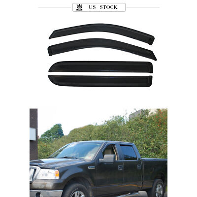 4-Piece Smoke Tinted Window Visors For 04-08 Ford F150 Supercrew & Lincoln Mark LT – No-Drill 6 thumbnail image