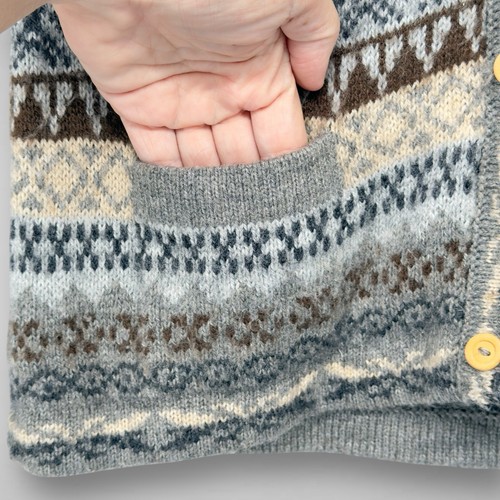 American South Side Cardigan Womens Small Gray Alpaca Wool Fair Isle Sweater - Imagen 10 de 11