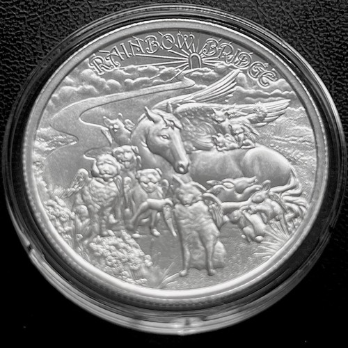 1 oz .999 Fine Silver RAINBOW BRIDGE Cat Themed Series BU round - Picture 4 of 7