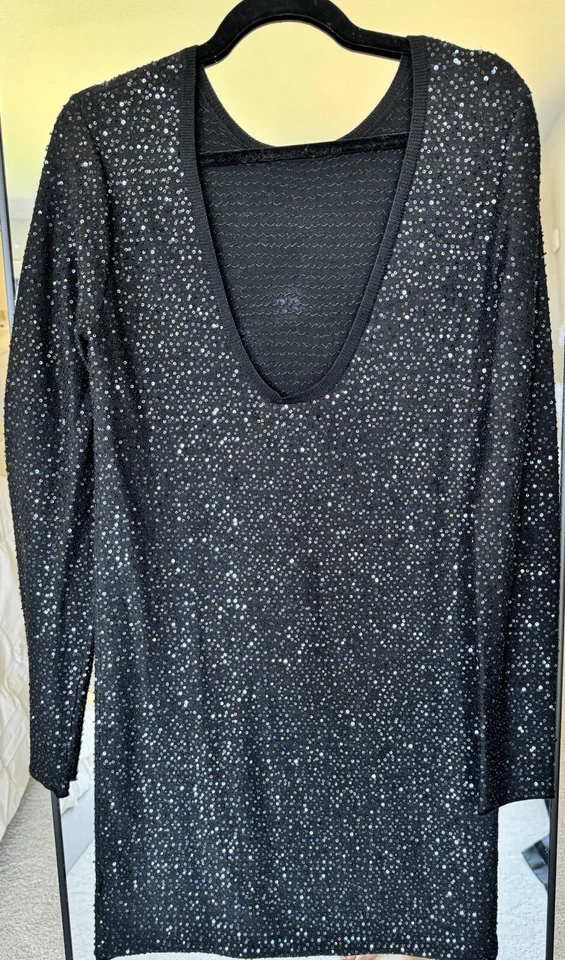 Zadig & Voltaire Deluxe Black Sequin Dress- Cutout Back - Image 2 of 4