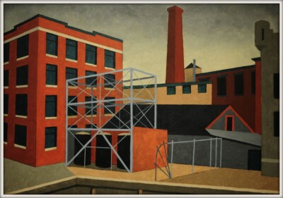 #ad Niles Spencer : Water Front Mill : Archival Canvas Art $94.49