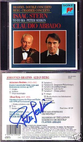 Peter SERKIN Signed BRAHMS BERG Isaac Stern Yo-Yo Ma ABBADO CD Double Concerto - Photo 1/1
