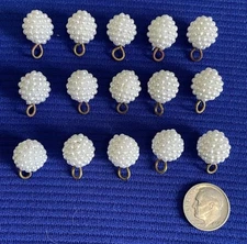 Pearl Bead Ball Buttons Lot of 15