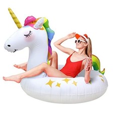 Unicorn Pool Float for Adults and Kids - 51.5" Heavy Duty Inflatable Swim Ring