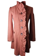 Anthropologie Ivy Jane Medium XS Rust Orange Ruffle Jacket NWT $168