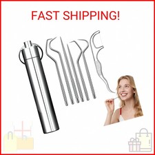 7Pcs Portable Stainless Steel Toothpicks Pocket Set,Reusable Metal Toothpick wit