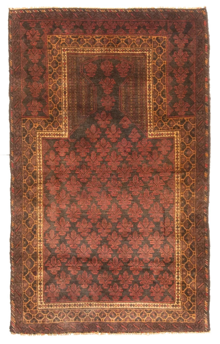 Tapis Ariana Oriental Afghan 83x60cm – Noué Main, Laine Vierge, Motif Ziegler Beige