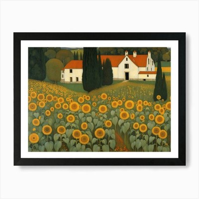 Sonnenblumenfeld 1 Kunstdruck gerahmt Wandbild Poster Leinwanddruck Bild