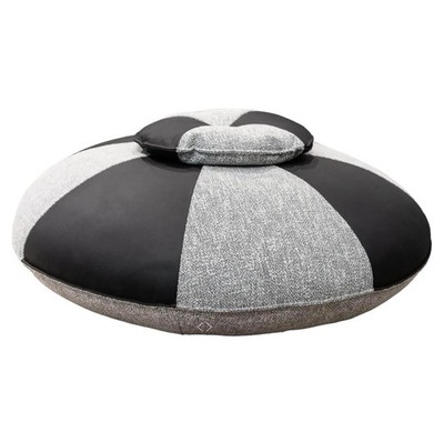 Cierre Pouf Echinoidea in Leder Stoffkombination Grau Schwarz
