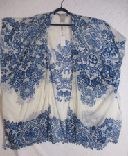 NWT Charlie Paige OS Blue & White 100% Cotton  Kimono  Kaftan  Sheer  Ruana