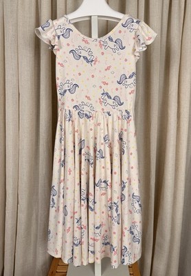 DOT DOT SMILE Blue & Pink *Unicorns* Print Circle Skirt Twirl Dress 8-10
