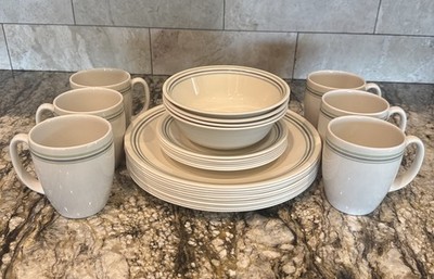 Vintage Corelle Natural Elements 27 Piece Dinnerware Set Bowls Plates And Cups