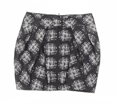 Schwarzer geometrischer Tulpen-Minirock für Damen Größe 12 von M&S