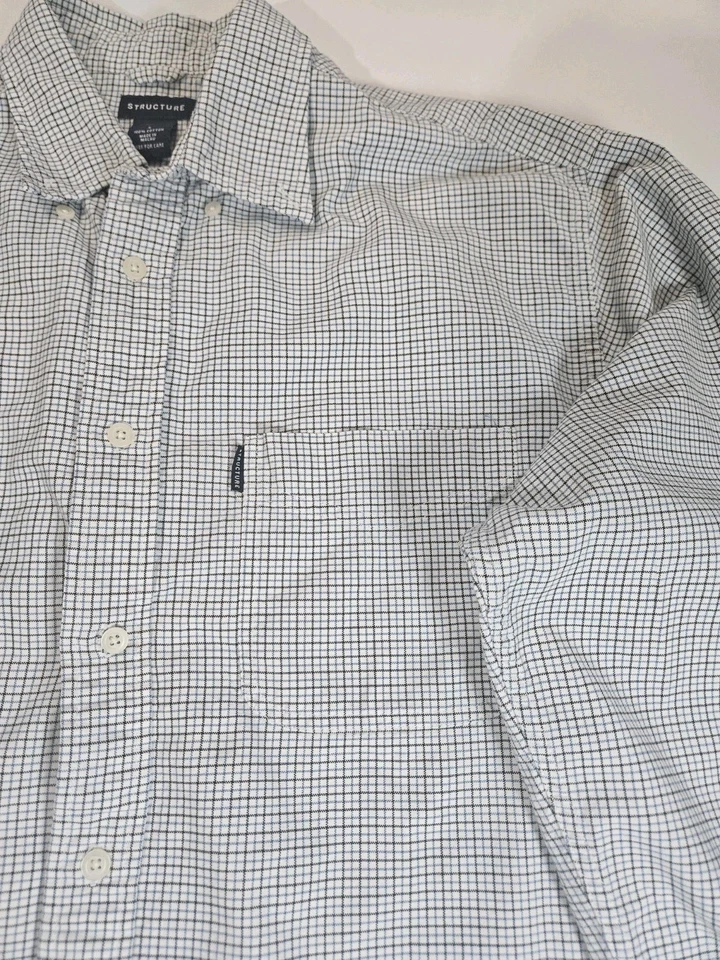 Structure Dress Shirt Mens Large White Blue Striped 90s Preppy Business Casual - Image 4 of 4