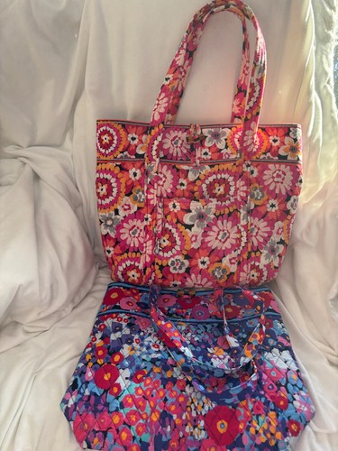 Vera Bradley Lot of 2 Fabric Tote Bags Pixie Blooms Excellent Used Condition