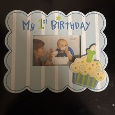 My 1St Birthday Picture Frames, Cupcake Wooden 4X6 Photo Frame with Easel