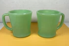 Vintage 1950s Fire King Jadeite D Handle Coffee Cups Mugs Pair Anchor-Hocking