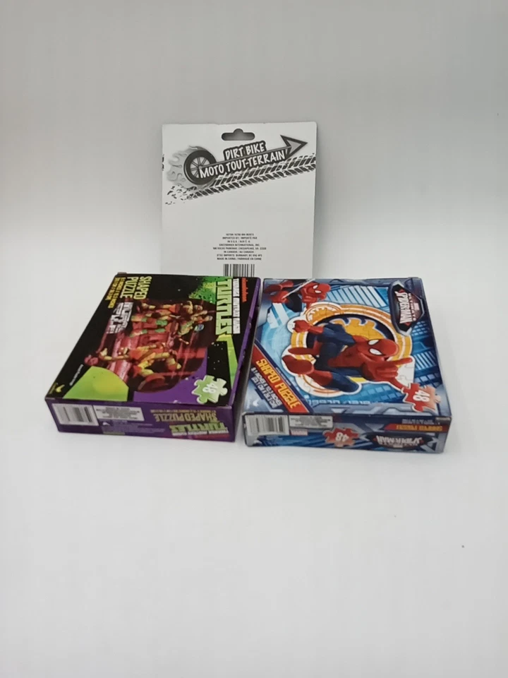 Lote de regalo de juguetes para niños, rompecabezas TMT 48, rompecabezas Spider-Man y juguete para moto de cross #uab1 Foto 3 de 4