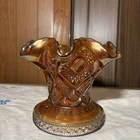 Imperial Glass Marigold Carnival Hobstar Art Glass Punch Bowl Base Antique 1900