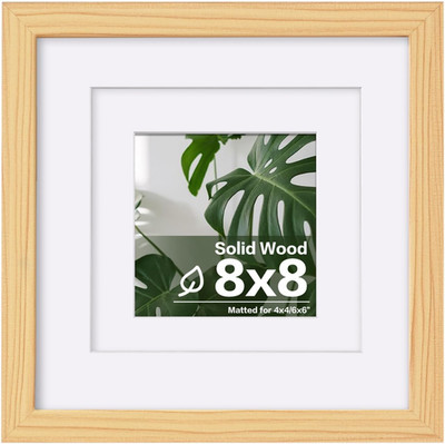 8X8 Picture Frame, Made of Solid Wood with Plexiglass, for Tabletop