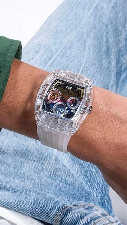 Reloj Pulsera Hombre GUESS PHOENIX GW0499G3 Multifunción Silicona Blanco Foto 3 de 4