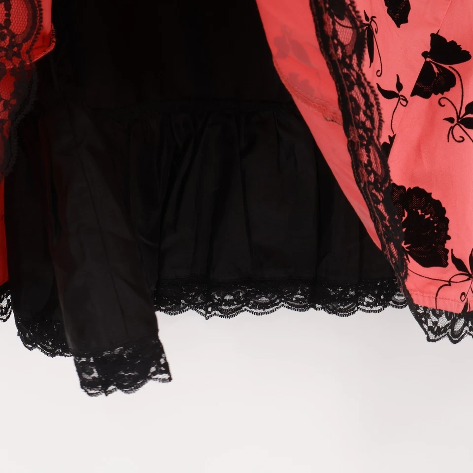 Falda Anthropologie Odille Y2K Rockabilly Floral Rosa Negro Encaje Retro Talla 2 Foto 3 de 4