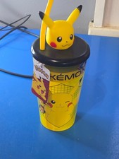 Pikachu Travel Cup Pokemon Kids Plastic Beaker With Straw NEW