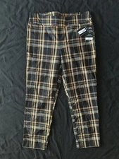Counterparts Womens SIZE 14 Yellow & Black Plaid Stretch Pull On Cropped Pants