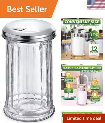 12 Oz Sugar Container for Coffee Bar   Glass Sugar Dispenser with Pour Spout ...