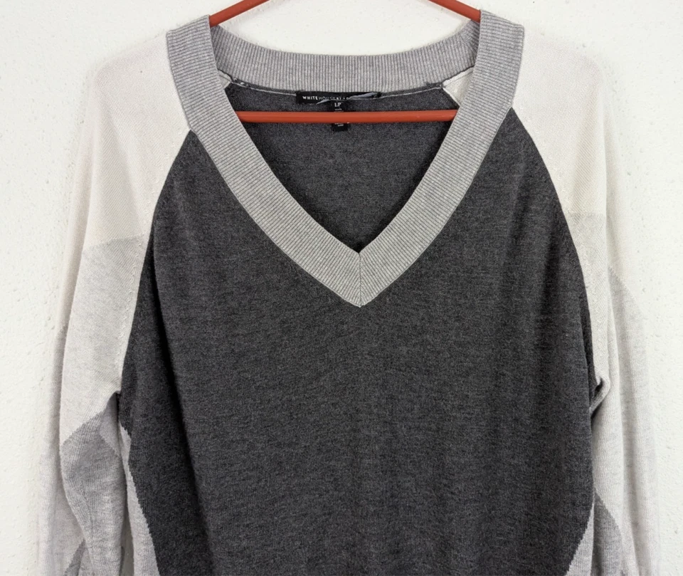 WHBM sz LP Sweater knit stretchy v-neck ribbed bottom long sleeves 0724 - Image 2 of 4