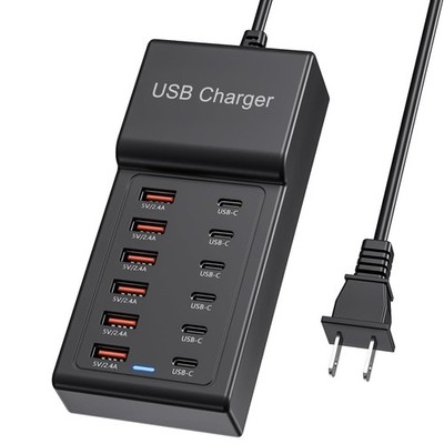 Multi USB Charger, USB C Charging Block Station, 50W 12 Port Multiple USB C P...