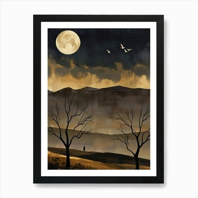 Mond am Himmel 1 Kunstdruck gerahmt Wandbild Poster Leinwanddruck Bild