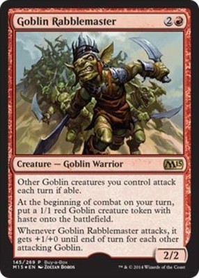 Near Mint x 1 Goblin Rabblemaster - M15 Buy-a-Box Magic Promos - FOIL